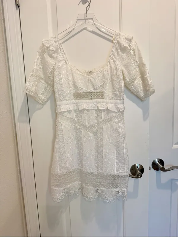FOR LOVE AND LEMONS Amandine Mini‎ Dress Embroidered White Ivory Lace size XS - Image 5
