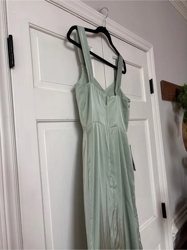 Azazie Denice Sheath Pleated Stretch Satin Floor-Length Bridesmaid Dress Size‎ 8 - Image 12