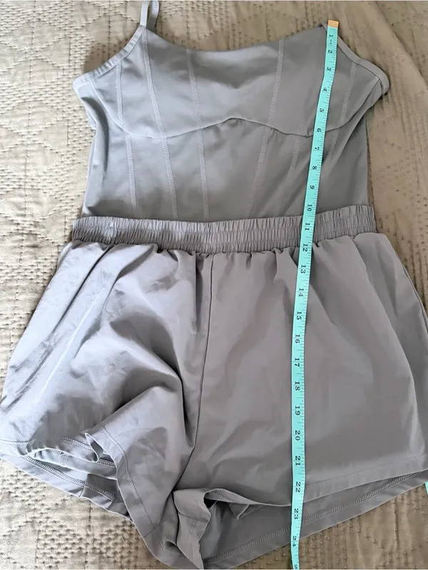 PINK Victoria's Secret Sage Green Active Romper One Piece Shorts - Image 7