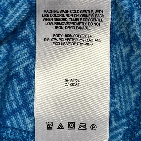 Columbia Women’s Blue Mock Neck Zip Up Long Sleeve Abstract Pattern Pullover- Lg - Image 13