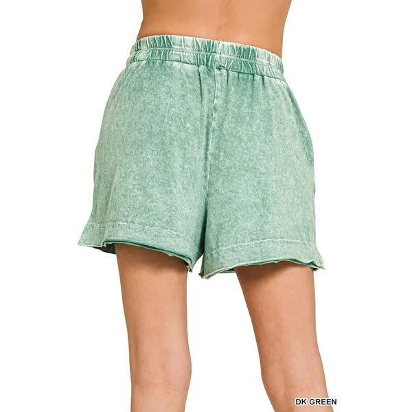 Zenana Halo Snow Washed Exposed Seam Top &‎ Shorts Set - Large - Image 4