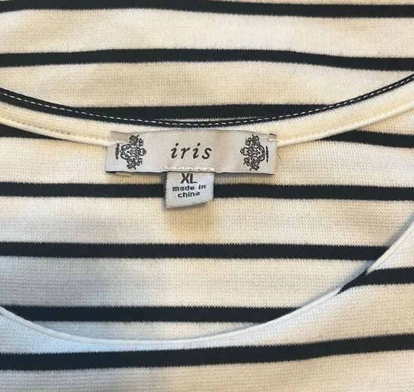Iris GUC Black White Stripe Bodycon Asymmetric Sleeveless Dress Sz XL - Image 6