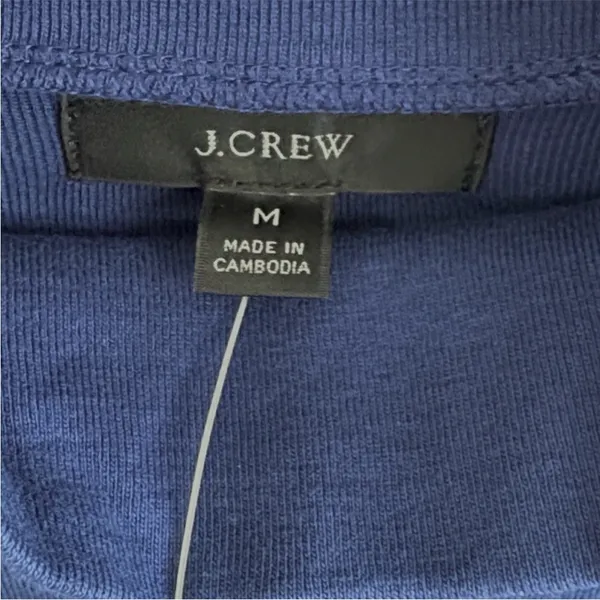 NWT J. Crew Perfect Fit Mock Neck With Gold Buttons Top Blue Size Medium - Image 2
