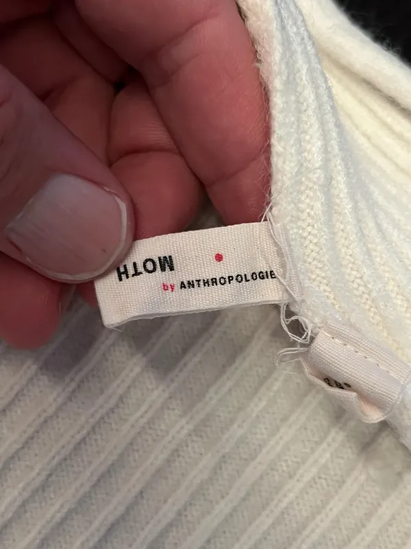 Moth Anthropologie Sweater Womens Small White Boat Neck Balloon Sleeve Knit - Image 7