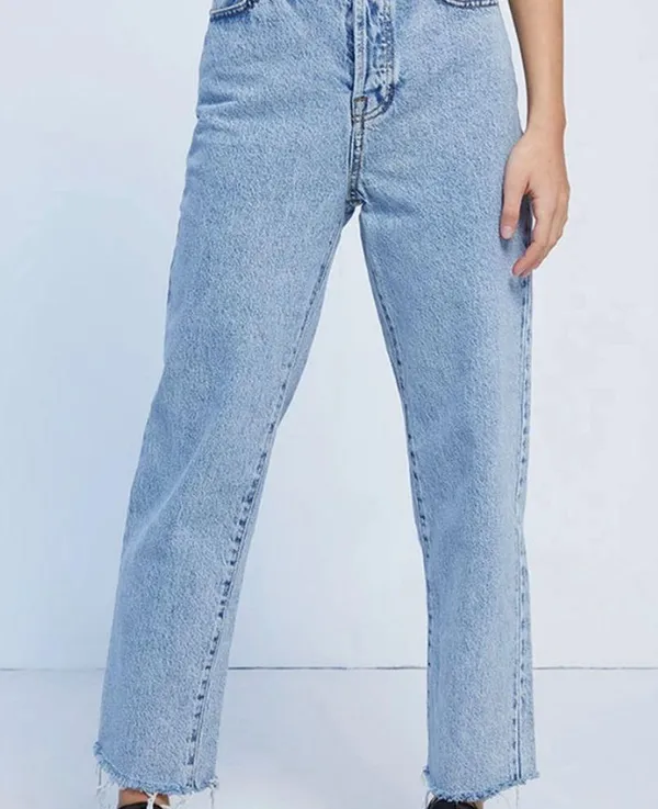PACSUN Women’s Jeans Light Wash High Waisted Straight Leg Size 30 Short Raw Hem - Image 3