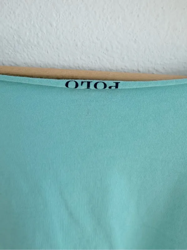 Polo Ralph Lauren Off The Shoulder Light Green Cropped Tee - Image 7