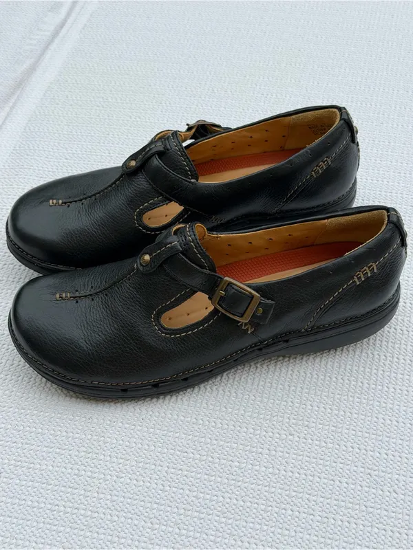 Clarks Unstructured Mary Jane Leather Comfort Shoes Black Women’s 7.5M - Image 2