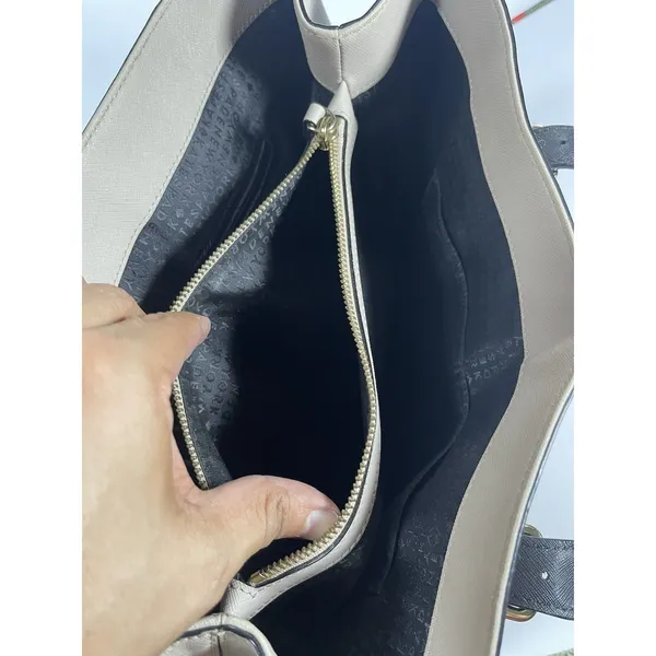 Kate Spade New York Beige/Black Colorblock Tote Zip Center, Pockets Gold - Image 10