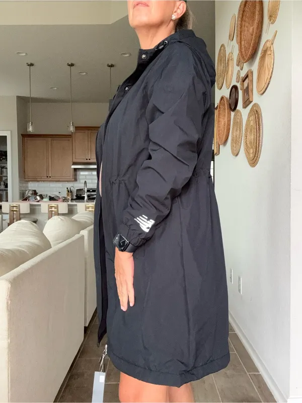 NWT New Balance Black Longline Hooded Rain Jacket or Parka Large - Image 2