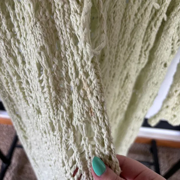 Free People Green Open Knit Long Beach Boho Resortwear Vacation Cardigan Large - Image 6