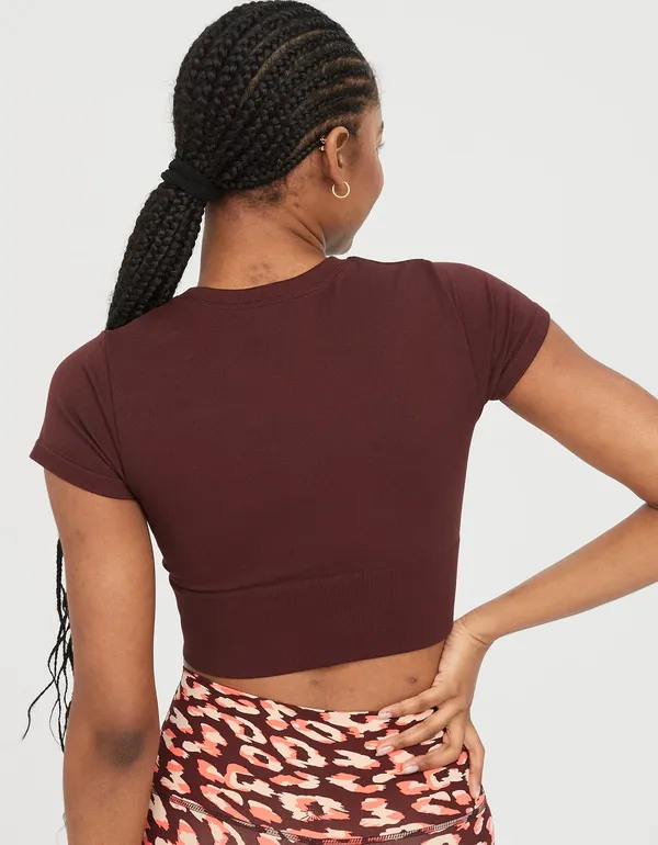 Aerie Offline Seamless Cropped T-Shirt Size Large - Image 2