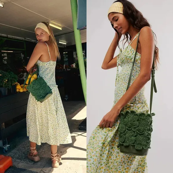 Free People Best In Show Bucket Bag in Hunter Green NWOT $108 - Image 2