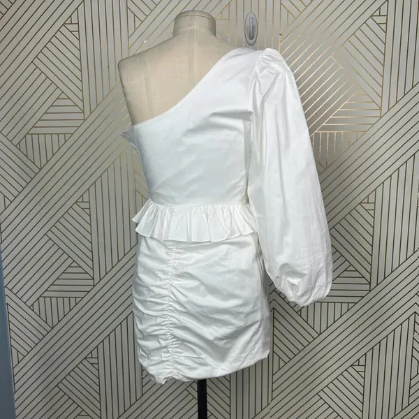 Shona‎ Joy Grant One Shoulder Ruched Mini Dress in White Size US 2 - Image 10