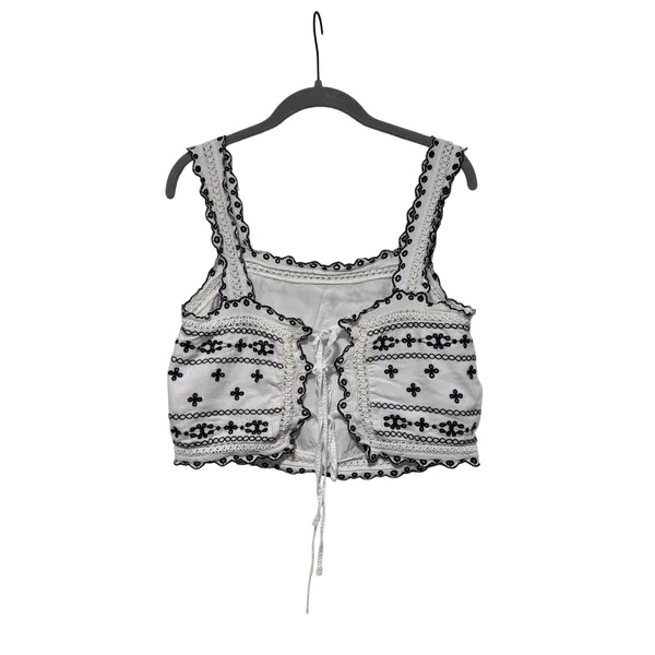 Abercrombie & Fitch White Cropped Tank with Black - Image 7