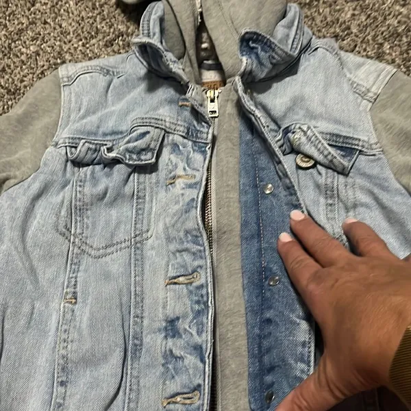 Hollister - Jean Vest over Gray Hoodie - XS - Image 2