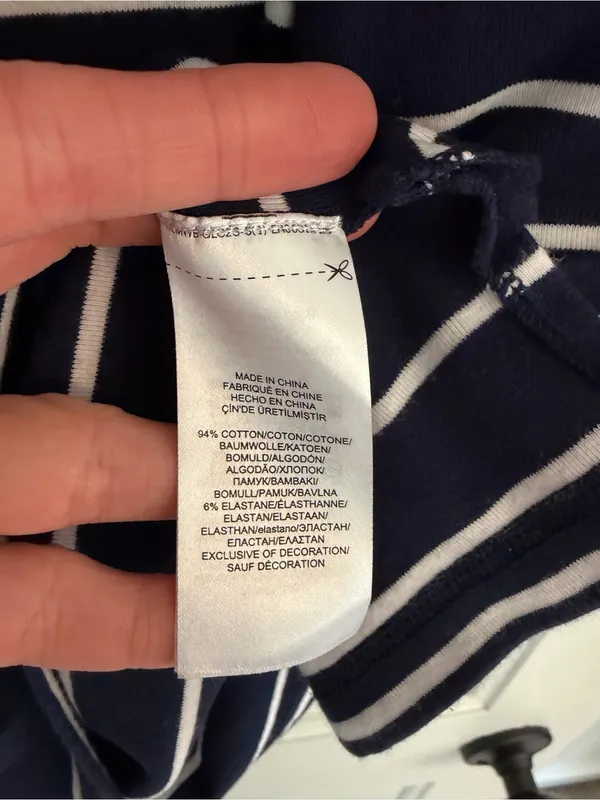 Lauren Ralph Lauren Navy White Striped Bell‎ Sleeve Boat Neck Top M - Image 4