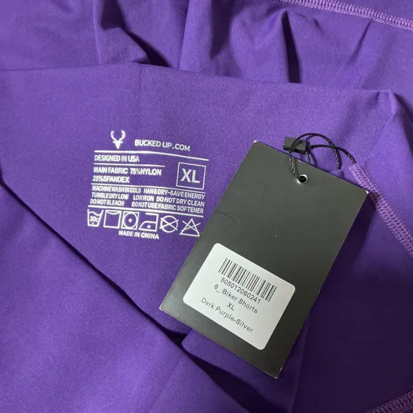NEW Bucked Up Womens XL Yoga Purple Silver Biker Shorts High Waisted‎ Athletic - Image 4