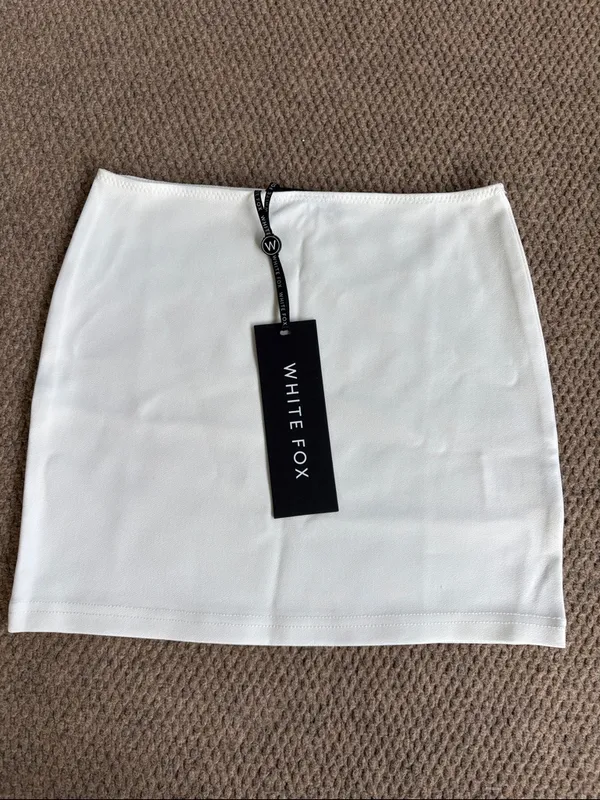 NWT White Fox Love Lost Stretch Mini Skirt White Size XXS - Image 4
