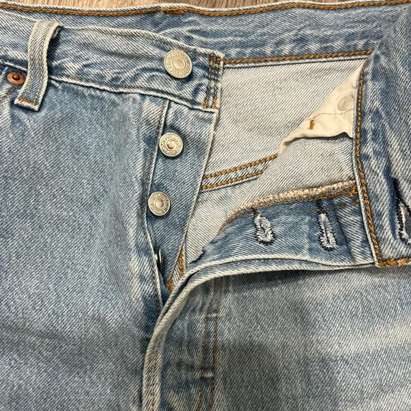 Levi's Blue Distressed Denim Shorts - Image 2