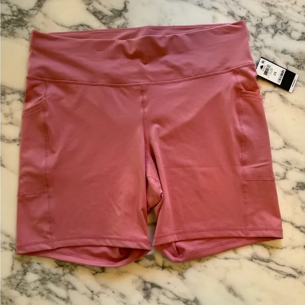 NWT Ideology Women’s Bike Shorts | Size 2X | Pink | Pockets & Stretch Waist - Image 3