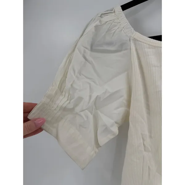 NWT J.Crew Puff Sleeve Top Womens M Ivory Ribbed‎ Cotton Poplin CA852 Coquette - Image 5