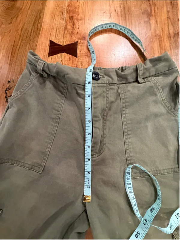Olive Green Cargo Pants Women's Small Y2K Utility Parachute Pants Drawstring Hem - Image 8