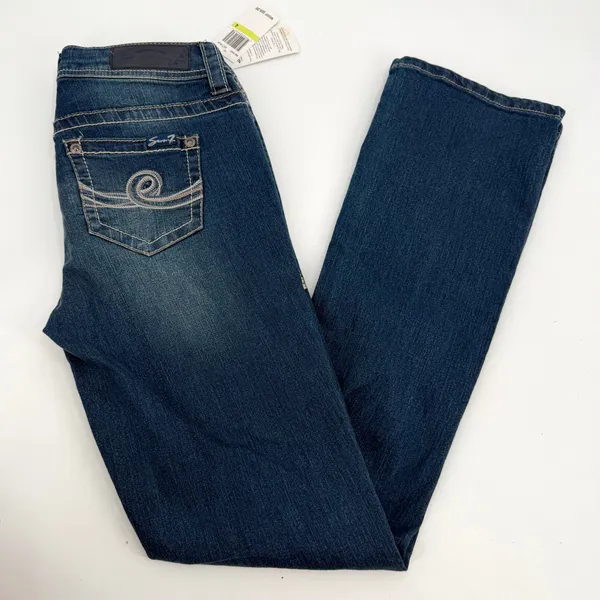 Seven 7 Jeans Women’s 4 Blue Slim Boot Super Stretch Denim Whisker Wash NWT - Image 3