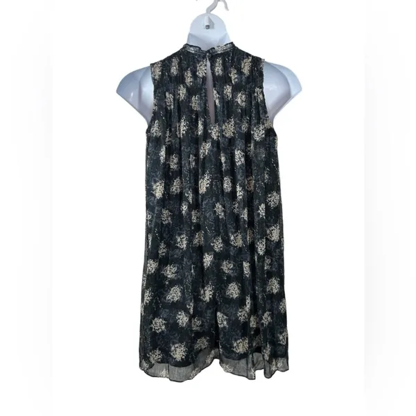 Joie Ruffle Neck Printed Mini Dress | Navy Tan | Medium - Image 10