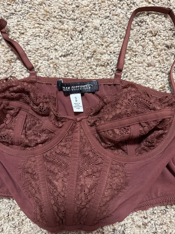 cropped brown urban outfitters corset - Image 3