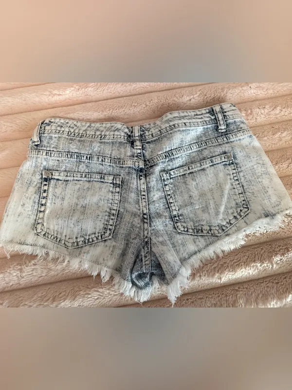 Y2K Mossimo Acid Wash‎ Lace Denim Cutoff Shorts Low Rise Boho Festival Sz 4 27 - Image 3