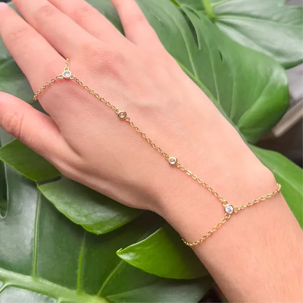 18k gold plated hand chain bracelet - Image 5