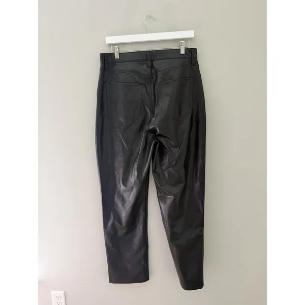 Abercrombie Black Vegan Leather High Rise Curve Love Straight Pants Size 12 - Image 6