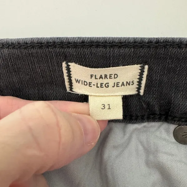 Madewell Flared Wide-Leg Jeans Size 31P‎ Gray Raw Hem High Rise Stretch Denim - Image 10