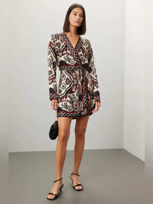 Farm Rio Passion Scarf Wrap Mini Dress XS - Image 12