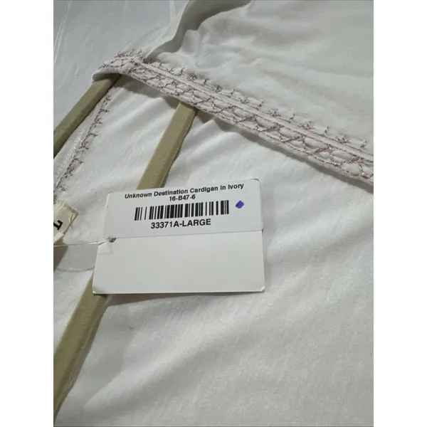 Pol Cardigan Ivory Pink Embroidered Open Oversized Boho Flowy Artsy W Size L - Image 4