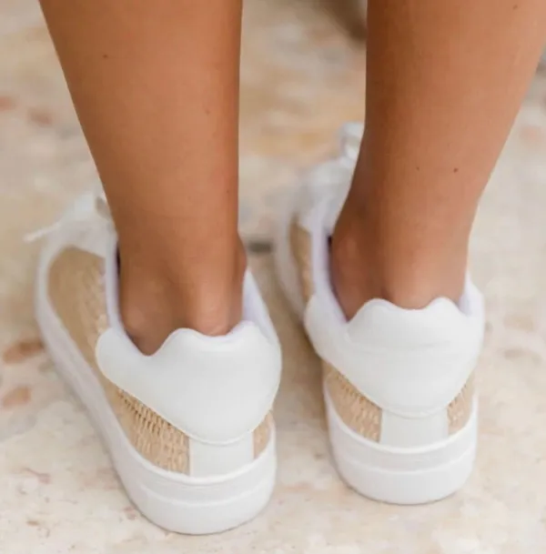 Soda Raffia Side Panel Lace Up Sneakers - Image 2