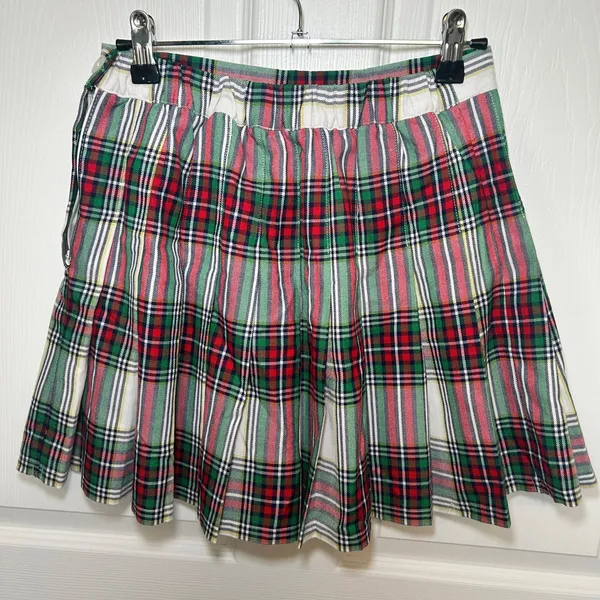 NWT Aerie Plaid Pleated Mini Skirt S Red Green Holiday Tartan‎ Schoolgirl Kilt - Image 2