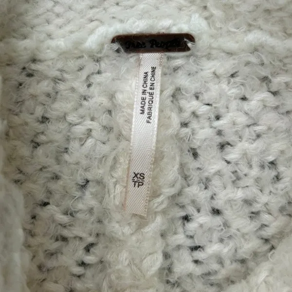 Free People Turn Around Chunky Knit Tunic Sweater Orange Ivory XS Boho Cozycore - Image 8