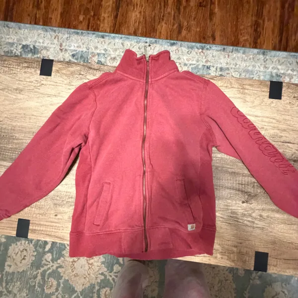 Carhartt Full Zip Sweatshirt Womens Red Workwear Jacket Logo - Image 4