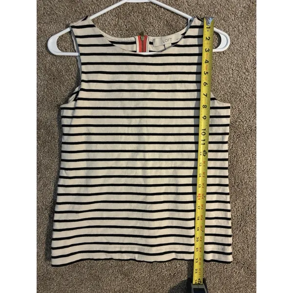 LOFT sleeveless tank top featuring classic black and ivory horizontal stripe SP - Image 6