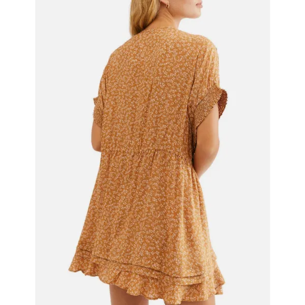 Free People One Fine Day Floral Print Mini Dress Milk Chocolate Combo Sz XS - Image 10