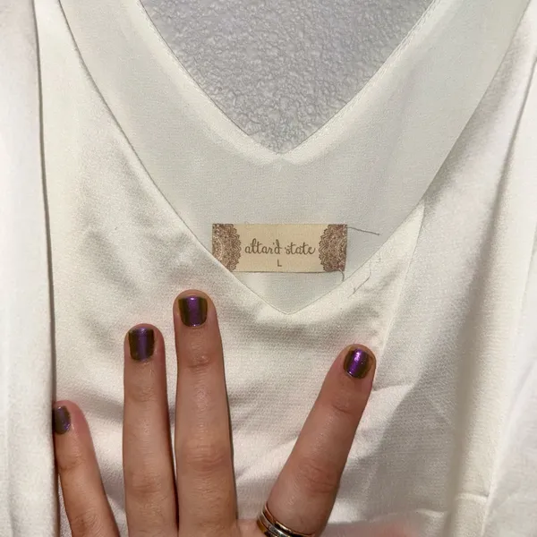 Altar’d State Satin Cowl Neck Bodysuit Cream Size L Elegant Minimal NWOT - Image 4