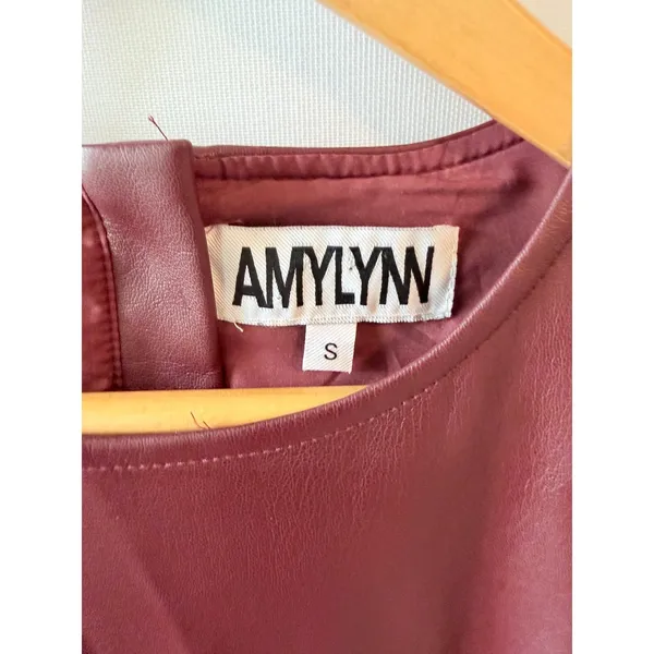 Amylynn Faux Leather Mini Dress Womens‎ Burgundy Size Small - Image 2
