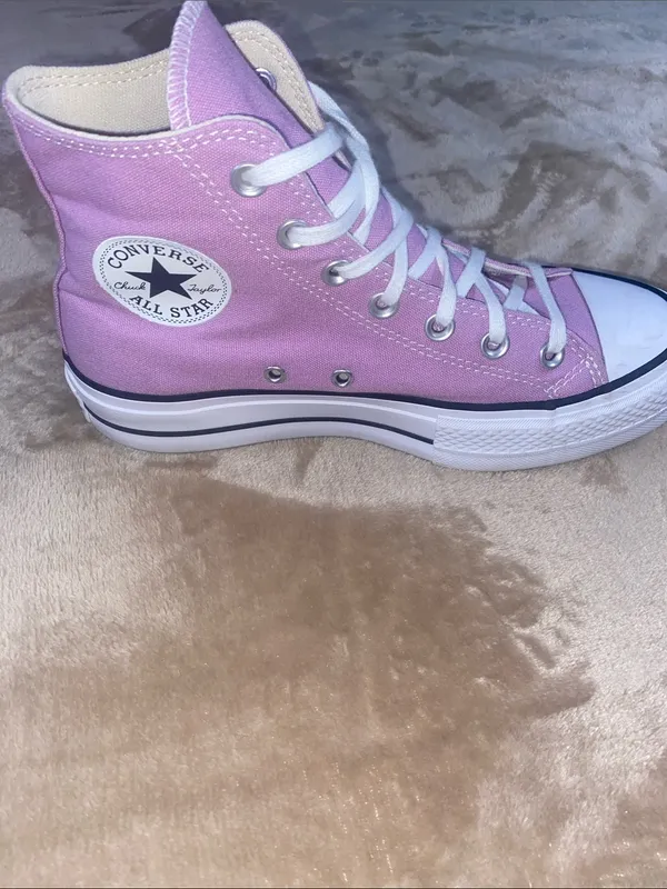 Converse All Star High-Top Athletic Sneakers in Light Purple and White - Image 2