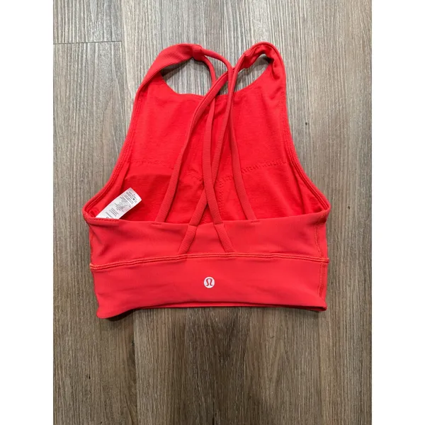 Lululemon Energy Bra High Neck‎ Ribbed Red Strappy Sports Bra Size 2 LW2CK9S - Image 2