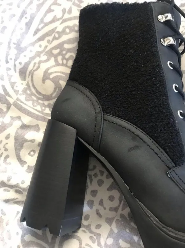 New Dolce Vita Dixy Faux Shearling Trim Heel Platform Boots - Image 14