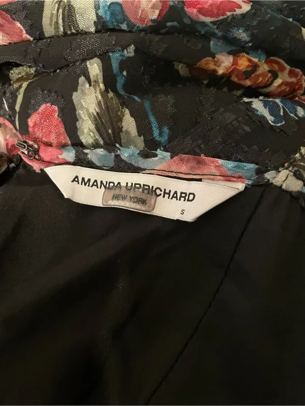 Amanda Uprichard Ellie Black Floral Maxi Gown Dress Multicolor Blossoms Small - Image 9