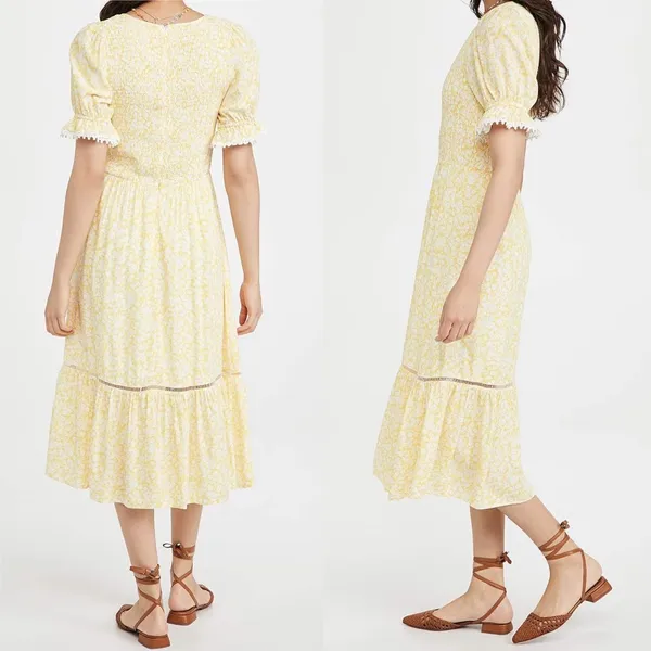 NWT Lost + Wander Sweet Summer Daze Midi Dress Small Yellow‎ Floral Cottagecore - Image 5