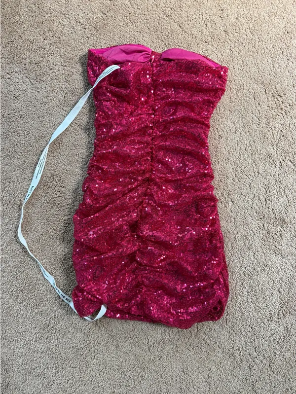 Lucy in the Sky Hot Pink Sequin Mini Dress - Image 4