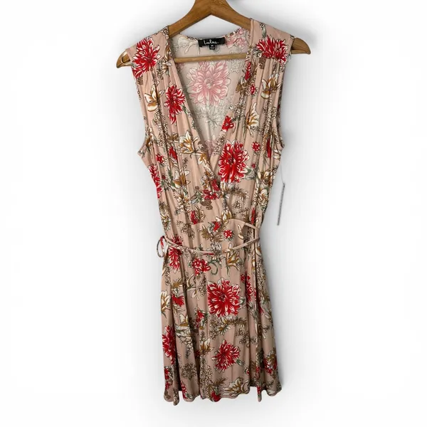Lulus Floral Wrap Dress Best In Bloom Blush Tassel Sleeveless V-Neck Mini M NEW - Image 2